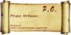 Prusz Orfeusz névjegykártya